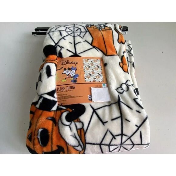 Disney Halloween Throw Blanket Mickey Minnie Mouse Pumpkin Jack O Lantern Soft - Picture 5 of 9